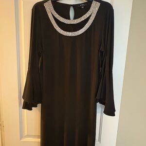 MSK Black Dress with Glittering Silver Trim
